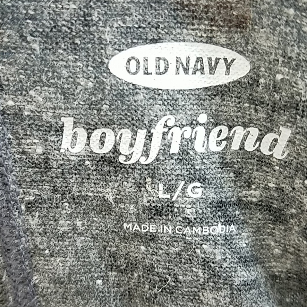 Linen Blend T-shirt short sleeve crew neck boyfriend front pocket Gray Relaxed - Picture 5 of 6